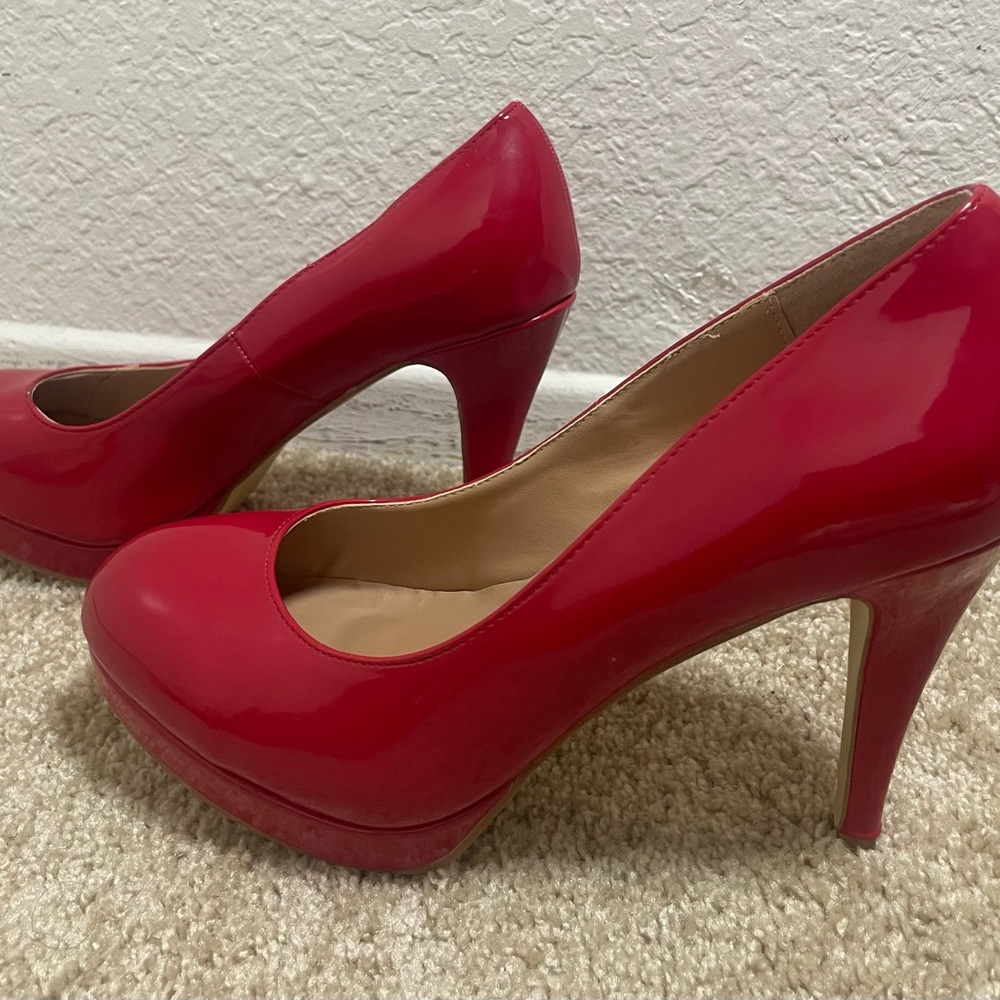 Journee Collection Red Patent Heels